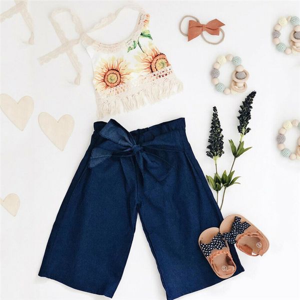 toddler baby girl 2pcs clothes sunflower halter lace bacless tank crop belt denim wide leg pants kids infant clothes outfit, White
toddler baby girl 2pcs clothes sunflower halter lace bacless tank crop belt denim wide leg pants kids infant clothes outfit, White