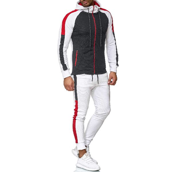 2019 men's casual sports suit stripe color matching fashion hooded slim zipper sets fitness running young coats ing, Gray
2019 men's casual sports suit stripe color matching fashion hooded slim zipper sets fitness running young coats ing, Gray