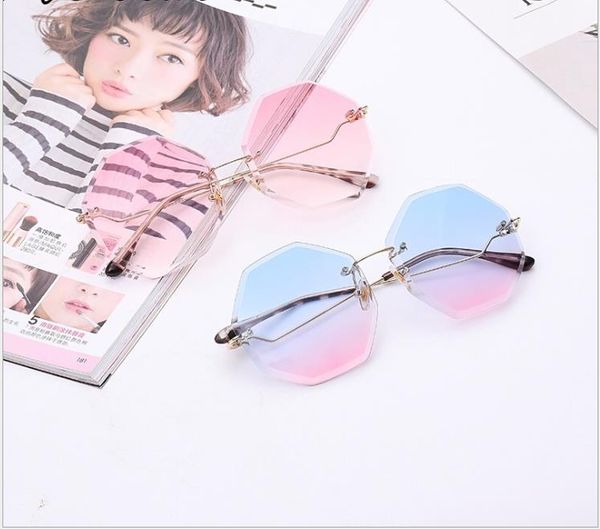 

frameless sunglasses ladies sunglasses fashion color sunglasses ocean glasses glasses female sunshade, White;black