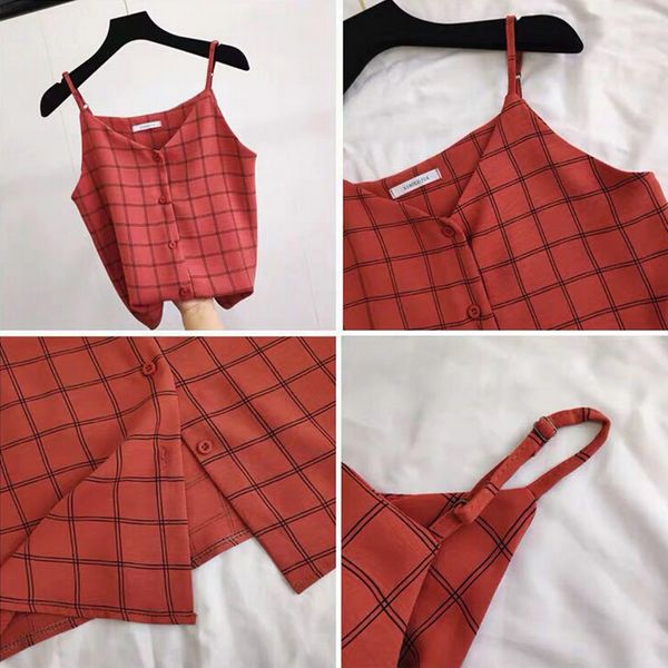 fashion plaid chiffon tank women summer loose ladies sleeveless v neck shirt female camisole party beach wear, White
fashion plaid chiffon tank women summer loose ladies sleeveless v neck shirt female camisole party beach wear, White