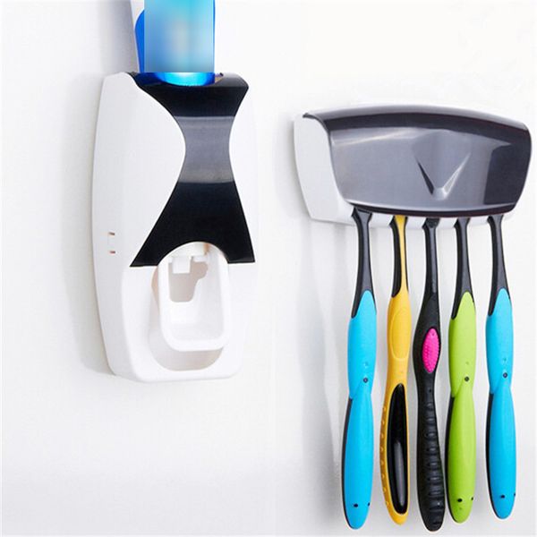 bathroom gadgets automatic toothpaste dispenser + 5pcs toothbrush holder set wall mount rack bath oral bathroom accessories
bathroom gadgets automatic toothpaste dispenser + 5pcs toothbrush holder set wall mount rack bath oral bathroom accessories
