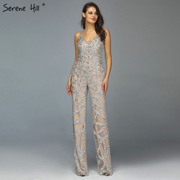 silver nude v-neck jumpsuit luxury evening dresses 2019 sleeveless sequined evening gowns serene hill la60985, White;black
silver nude v-neck jumpsuit luxury evening dresses 2019 sleeveless sequined evening gowns serene hill la60985, White;black
