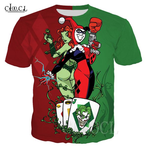 

2020 New Style Animes Harley Quinn Funny T-shirts Men Women 3D Print Poker Clown Cartoon Short Sleeve Cool Summer Tee Tops