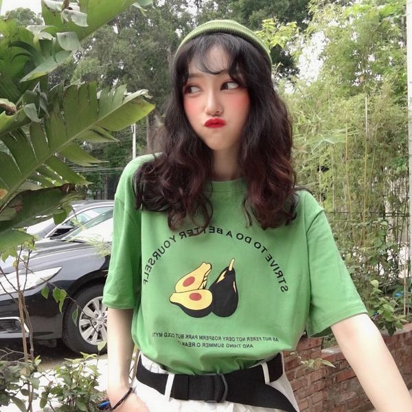 new summer women's korean version of the small fresh fruit letter printing green loose avocado wild casual short-sleeved t-shirt, White
new summer women's korean version of the small fresh fruit letter printing green loose avocado wild casual short-sleeved t-shirt, White