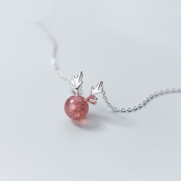 genuine 925 sterling silver antlers pendant necklace for women pink strawberry crystal animal clavicle chain female for gift
genuine 925 sterling silver antlers pendant necklace for women pink strawberry crystal animal clavicle chain female for gift