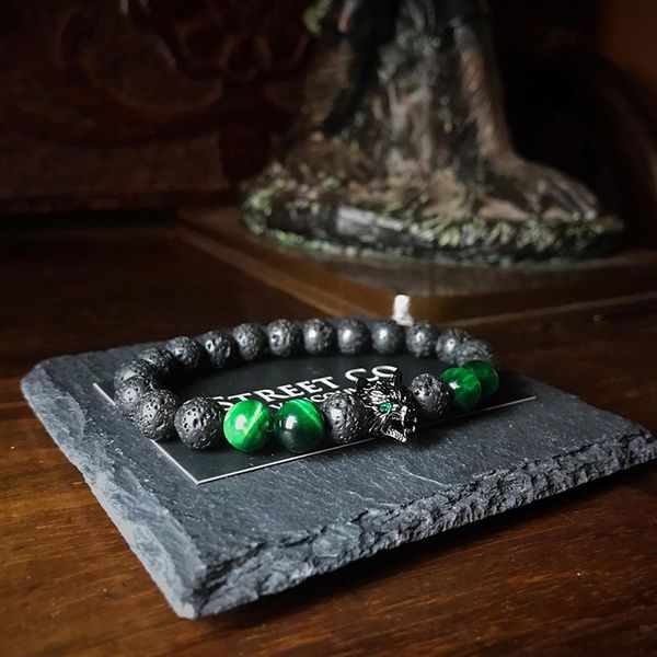 green tiger stone lava stone wolf bracelet handmade bracelets for men women beads jewellery charm armband friendship gifts, Golden;silver
green tiger stone lava stone wolf bracelet handmade bracelets for men women beads jewellery charm armband friendship gifts, Golden;silver