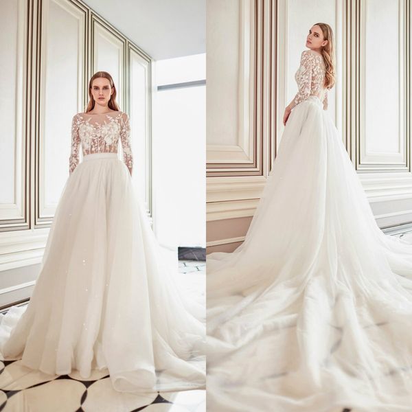 fashion wedding dresses long sleeves hollow back lace appliques bridal gowns custom made sweep train designer a-line wedding dress, White
fashion wedding dresses long sleeves hollow back lace appliques bridal gowns custom made sweep train designer a-line wedding dress, White