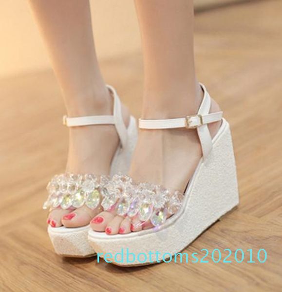 designer-e silver crystal beading platform wedges sandals 12cm size 34 to 39 r10, Black 
designer-e silver crystal beading platform wedges sandals 12cm size 34 to 39 r10, Black