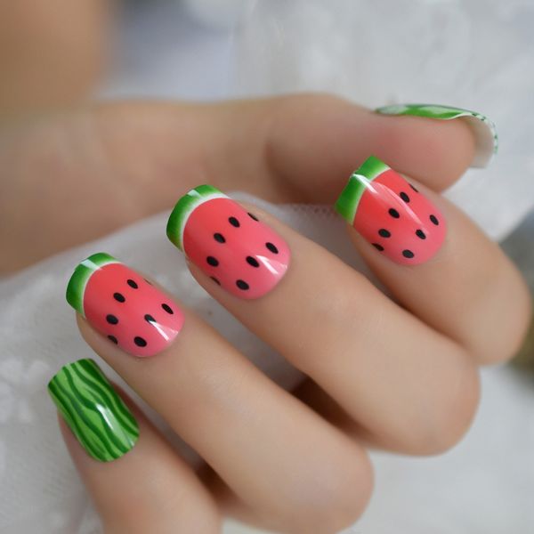 sweet summer watermelon nails 24pcs uv gel press on fake false nail art daily office finger wear nails melon fruit design, Red;gold
sweet summer watermelon nails 24pcs uv gel press on fake false nail art daily office finger wear nails melon fruit design, Red;gold