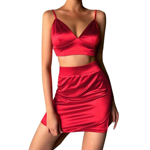 satin two piece sets women plain outfit adjustable vest slim-fit split skirt casual clothes vestidos, White
satin two piece sets women plain outfit adjustable vest slim-fit split skirt casual clothes vestidos, White