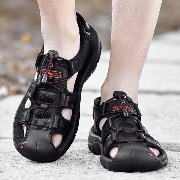 men sandals flat hiking sport shoes outdoor summer trekking walking leather male beach lightweight fashion big size shoe 12.4, Black
men sandals flat hiking sport shoes outdoor summer trekking walking leather male beach lightweight fashion big size shoe 12.4, Black