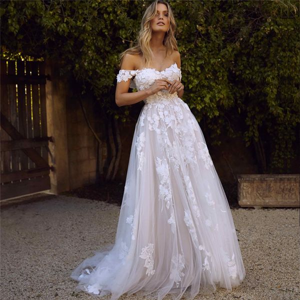 2022 lace wedding dresses off the shoulder appliques a line bride dress princess gown robe de mariee, White
2022 lace wedding dresses off the shoulder appliques a line bride dress princess gown robe de mariee, White