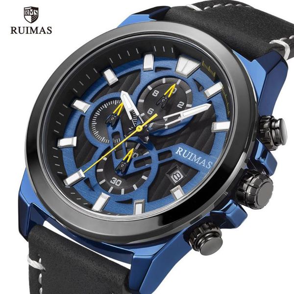 ruimas casual watches men genuine leather chronograph quartz watch waterproof wristwatch man sport relogio 582, Slivery;brown
ruimas casual watches men genuine leather chronograph quartz watch waterproof wristwatch man sport relogio 582, Slivery;brown