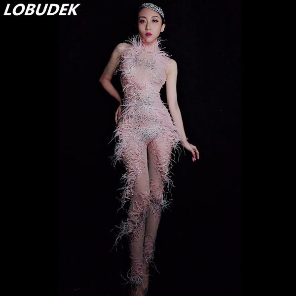women's jumpsuits & rompers see-through pink feathers rhinestones jumpsuit crystals mesh bodysuit women singer nightclub costume bar pa, Black;white
women's jumpsuits & rompers see-through pink feathers rhinestones jumpsuit crystals mesh bodysuit women singer nightclub costume bar pa, Black;white
