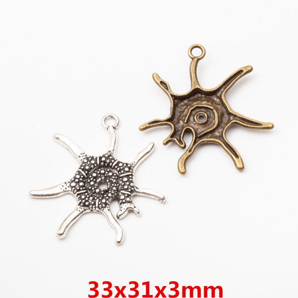 30pcs 31*33mm vintage bronze antique silver nautical item starfish charms pendant for bracelet earring necklace diy jewelry making, Bronze;silver
30pcs 31*33mm vintage bronze antique silver nautical item starfish charms pendant for bracelet earring necklace diy jewelry making, Bronze;silver