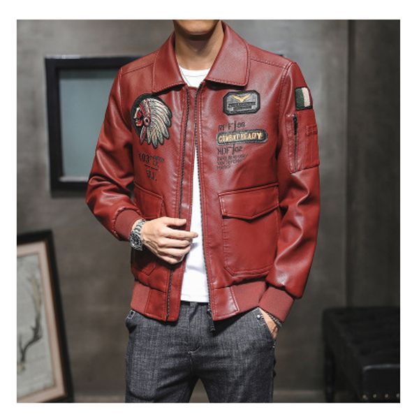 men pu leather jacket 2020 new style men casual embroidery outdoor long sleeve jackets fashion autumn male clothing, Black
men pu leather jacket 2020 new style men casual embroidery outdoor long sleeve jackets fashion autumn male clothing, Black