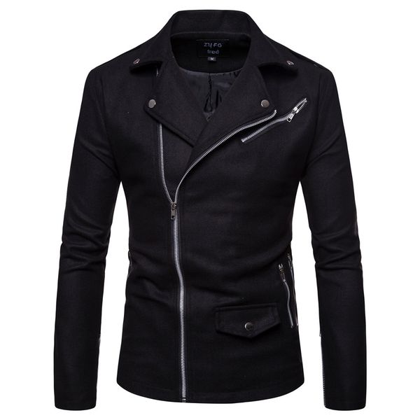 2018 autumn and winter men's solid color overcoat cool cable-stayed england men slim fit-style, Black
2018 autumn and winter men's solid color overcoat cool cable-stayed england men slim fit-style, Black