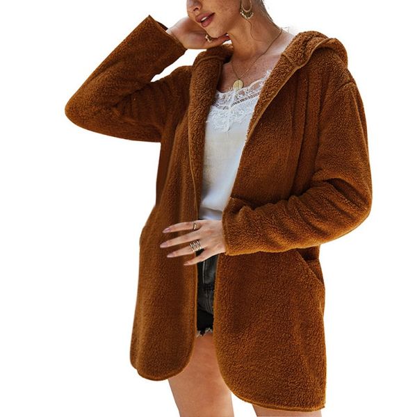new women solid color plush hooded cardigan coat autumn casual loose warm sweater coat women pocket long-sleeved outwear, Black;brown
new women solid color plush hooded cardigan coat autumn casual loose warm sweater coat women pocket long-sleeved outwear, Black;brown