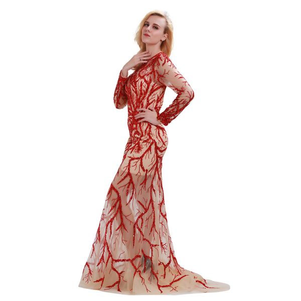 custom long-sleeved mermaid prom dresses backless fish tail tormal evening dresses gauze embroidery beads catwalk party big tail dress, Black;red
custom long-sleeved mermaid prom dresses backless fish tail tormal evening dresses gauze embroidery beads catwalk party big tail dress, Black;red