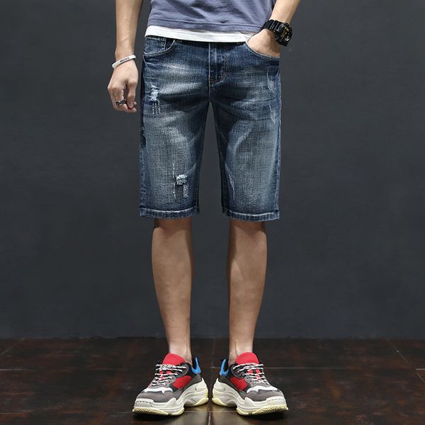 men's jeans summer denim shorts fashion casual straight hole slim solid short high-quality cotton knee length, Blue
men's jeans summer denim shorts fashion casual straight hole slim solid short high-quality cotton knee length, Blue