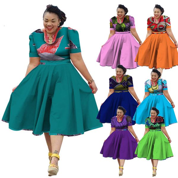 Vintage Pleated Flared Dress Short Sleeve Plus Size African Wax Print Dashiki Cotton Bazin Riche Femme Clothing Cocktail Party Clubwear
Vintage Pleated Flared Dress Short Sleeve Plus Size African Wax Print Dashiki Cotton Bazin Riche Femme Clothing Cocktail Party Clubwear