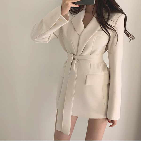korean slim elegant career women's dress blazer black white belt female office look 2019 summer autumn office lady blazers, White;black
korean slim elegant career women's dress blazer black white belt female office look 2019 summer autumn office lady blazers, White;black