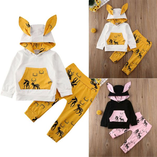 2pcs toddler newborn baby boy girl hooded printed t-shirt + pants outfits clothes set, White
2pcs toddler newborn baby boy girl hooded printed t-shirt + pants outfits clothes set, White