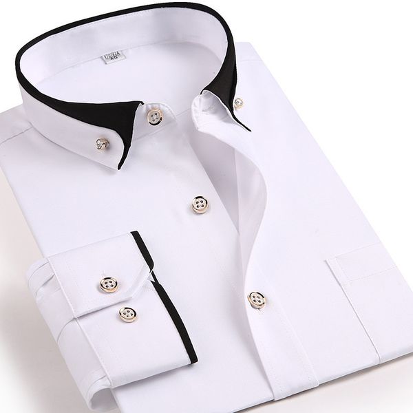 spring and autumn men's business dress shirt men's official buttoned lapel shirt fashion style men's casual shirt, White;black
spring and autumn men's business dress shirt men's official buttoned lapel shirt fashion style men's casual shirt, White;black