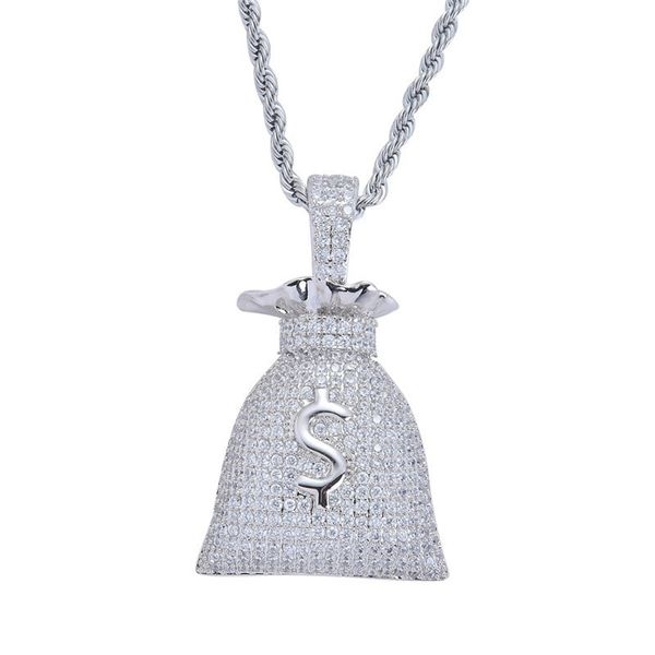 us dollar money bag pendant & tennis chain bling bling mens hip hop necklace jewelry for gift, Silver
us dollar money bag pendant & tennis chain bling bling mens hip hop necklace jewelry for gift, Silver