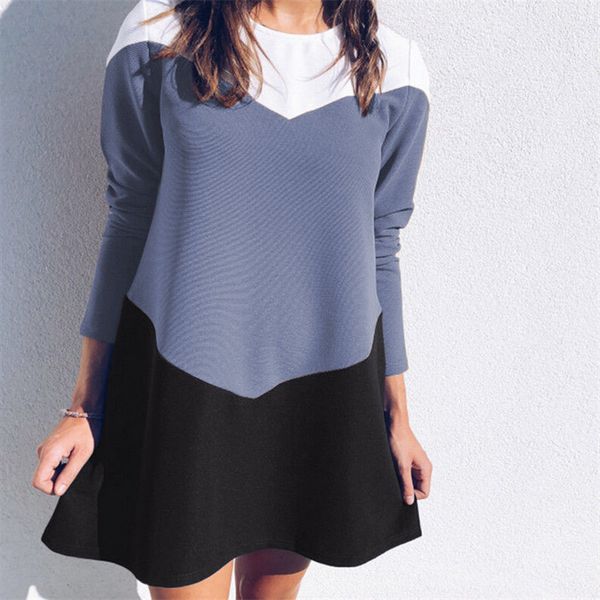 women round neck long sleeve a-line dress 2019 fashion ladies casual patchwork short mini dresses patchwork stylish dress, Black;gray
women round neck long sleeve a-line dress 2019 fashion ladies casual patchwork short mini dresses patchwork stylish dress, Black;gray