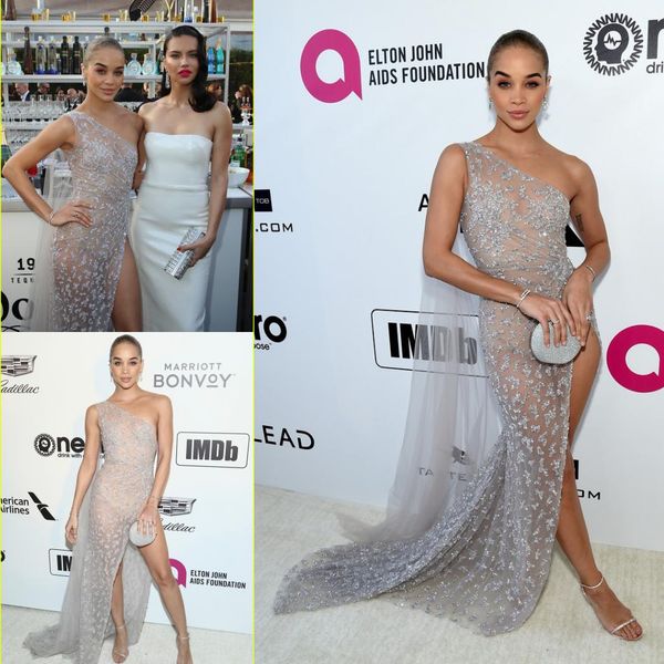 2019 oscar mermaid prom dresses with cape one shoulder sequined evening gowns front split beaded party gowns cheap, Black
2019 oscar mermaid prom dresses with cape one shoulder sequined evening gowns front split beaded party gowns cheap, Black