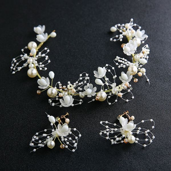 2019 new korean handmade bride headdress pearl hair band hair lead decorative earrings wedding bridal hair jewelry, Golden;white
2019 new korean handmade bride headdress pearl hair band hair lead decorative earrings wedding bridal hair jewelry, Golden;white
