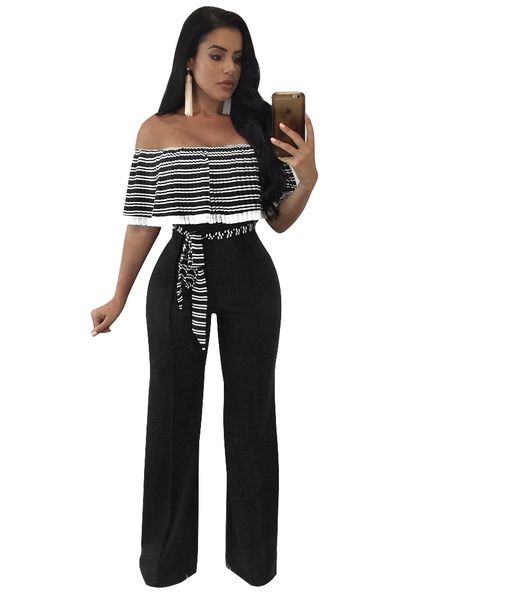 fitness off shoulder playsuits and jumpsuits summer solid body feminino wide leg lace up playsuits, Black;white
fitness off shoulder playsuits and jumpsuits summer solid body feminino wide leg lace up playsuits, Black;white