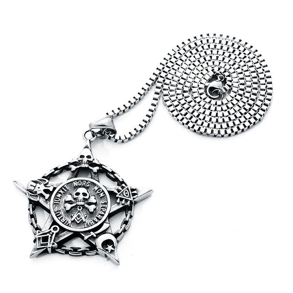 stainless steel pendant necklace men gifts gothic pentagram skull pendant vintage punk rock masonic necklaces long choker, Silver
stainless steel pendant necklace men gifts gothic pentagram skull pendant vintage punk rock masonic necklaces long choker, Silver