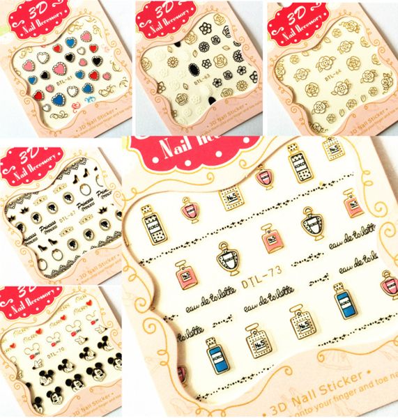 3 sheet 14 type gold/silver nail stickers designs gummed 3d nail art stickers decals makep art decorations dtl61-74, Black
3 sheet 14 type gold/silver nail stickers designs gummed 3d nail art stickers decals makep art decorations dtl61-74, Black