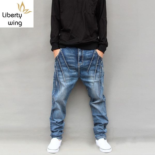 men's jeans hip hop style mens drop crotch harem plus size 6xl denim pants man casual streetwear long harajuku loose trousers, Blue
men's jeans hip hop style mens drop crotch harem plus size 6xl denim pants man casual streetwear long harajuku loose trousers, Blue