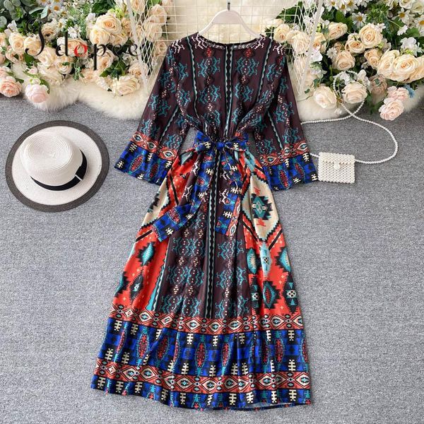 elegant dress retro streetwear holiday fashion loose three quarter sleeve o-neck dress collect waist hit color vestidos, Black;gray
elegant dress retro streetwear holiday fashion loose three quarter sleeve o-neck dress collect waist hit color vestidos, Black;gray