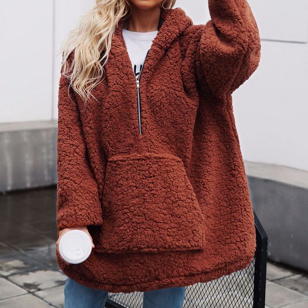 heflashor christmas women faux fur coat autumn winter pullover large pocket v-neck zipper hoodies fleece soft thick outwear, Black
heflashor christmas women faux fur coat autumn winter pullover large pocket v-neck zipper hoodies fleece soft thick outwear, Black