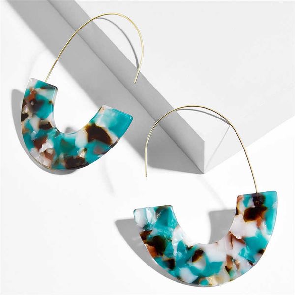geometric semicircles acrylic earrings women's drop shape faidra jewelry, Silver