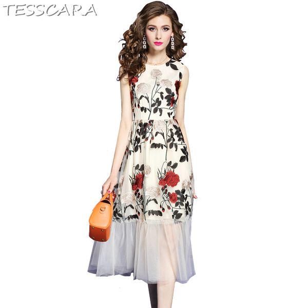 tesscara women summer luxury floral embroidery dress female long mesh robe femme designer office party vestidos, Black;gray
tesscara women summer luxury floral embroidery dress female long mesh robe femme designer office party vestidos, Black;gray