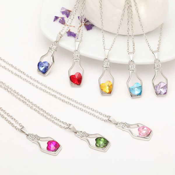fashion vision trendy crystal pendant necklace bottle heart necklaces 17 colors for options jewelry model no. ne935, Silver
fashion vision trendy crystal pendant necklace bottle heart necklaces 17 colors for options jewelry model no. ne935, Silver
