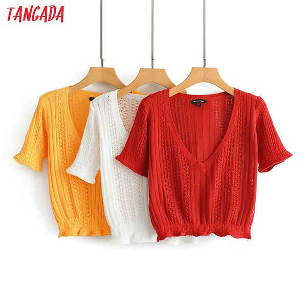 tangada women hollow out tunics sweater short style ruffles short sleeve 2019 summer pullover sweet crop knitted jn170, White;black
tangada women hollow out tunics sweater short style ruffles short sleeve 2019 summer pullover sweet crop knitted jn170, White;black