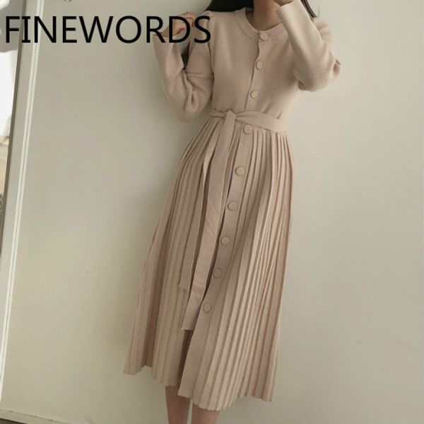finewords o neck beige knitting dress women single button slim winter dress korean style a line midi elegant office ladies, Black;gray
finewords o neck beige knitting dress women single button slim winter dress korean style a line midi elegant office ladies, Black;gray