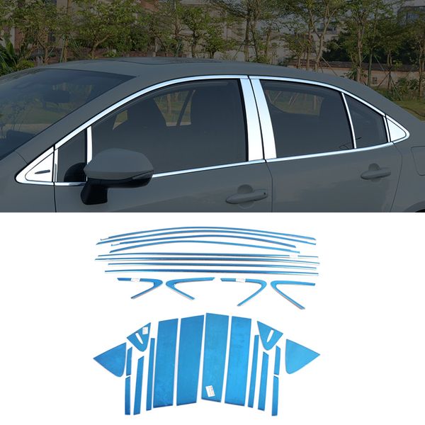 

stainless steel car-styling accessories whole kit window sill pillars guard cover trims for toyota corolla sedan e210 2019-2020