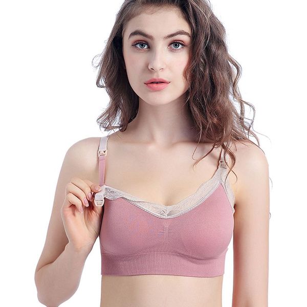 nursing bra high elastic seamless rimless lace on the buckle feeding pregnant women underwear, rouge powder, White
nursing bra high elastic seamless rimless lace on the buckle feeding pregnant women underwear, rouge powder, White