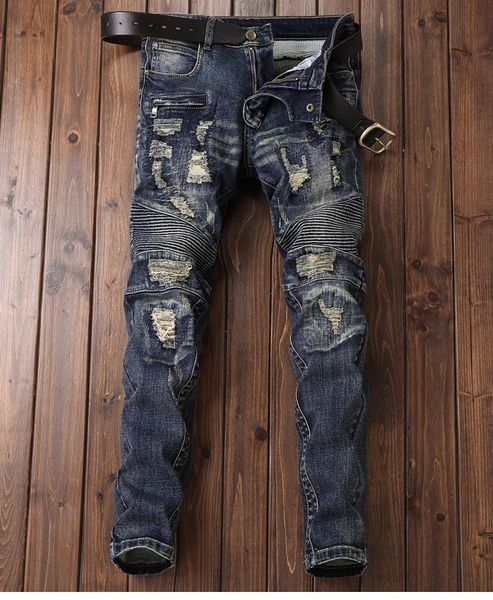 men's distressed ripped skinny jeans fashion designer mens jeans slim motorcycle moto biker causal mens denim pants hip hop men jeans, Blue
men's distressed ripped skinny jeans fashion designer mens jeans slim motorcycle moto biker causal mens denim pants hip hop men jeans, Blue