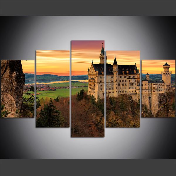 5 piece large size canvas wall art pictures creative neuschwanstein castle art print oil painting for living room
5 piece large size canvas wall art pictures creative neuschwanstein castle art print oil painting for living room