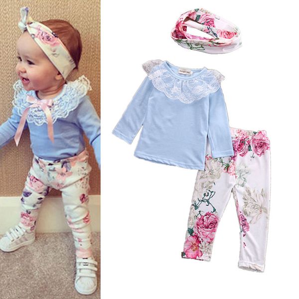 2 pieces long sleeve lace t shirt and floral pant set for toddler girl and girl fall outfit, White
2 pieces long sleeve lace t shirt and floral pant set for toddler girl and girl fall outfit, White