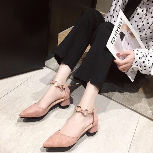 2020 summer new women's shoes word buckle strap sandals korean fashion tide baotou heel with pointed heel sandals, Black
2020 summer new women's shoes word buckle strap sandals korean fashion tide baotou heel with pointed heel sandals, Black