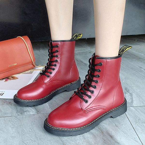 women's rubber boots rock shoes woman lace up booties ladies low heels booties round toe luxury designer rain martins 2019, Black
women's rubber boots rock shoes woman lace up booties ladies low heels booties round toe luxury designer rain martins 2019, Black